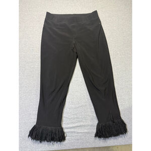 Women's Joseph Ribkoff Black Fringe Ankle Cropped Pants Size 12
